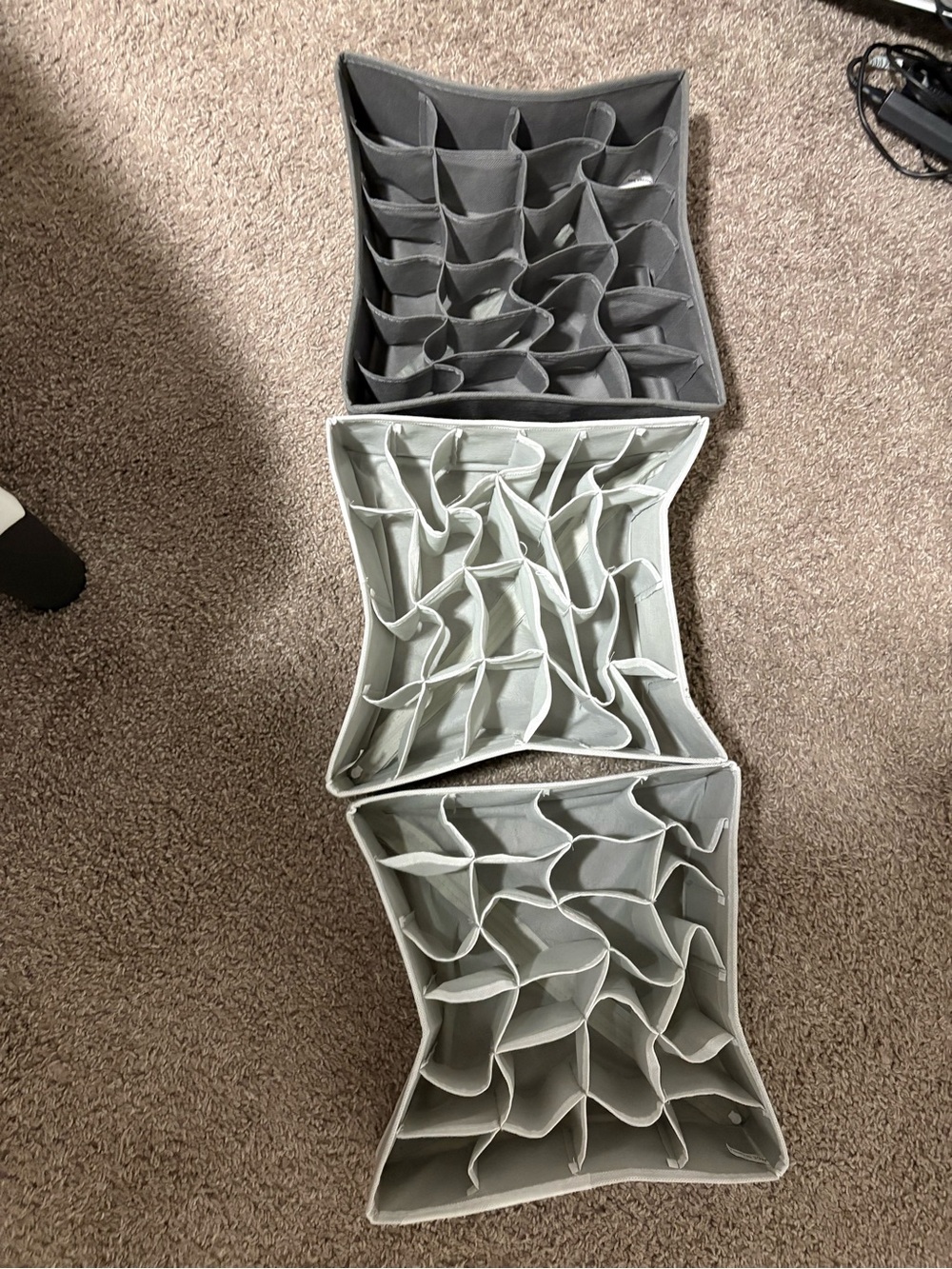 Gray Fabric Drawer Organizer with Multiple Compartments - Home Bath